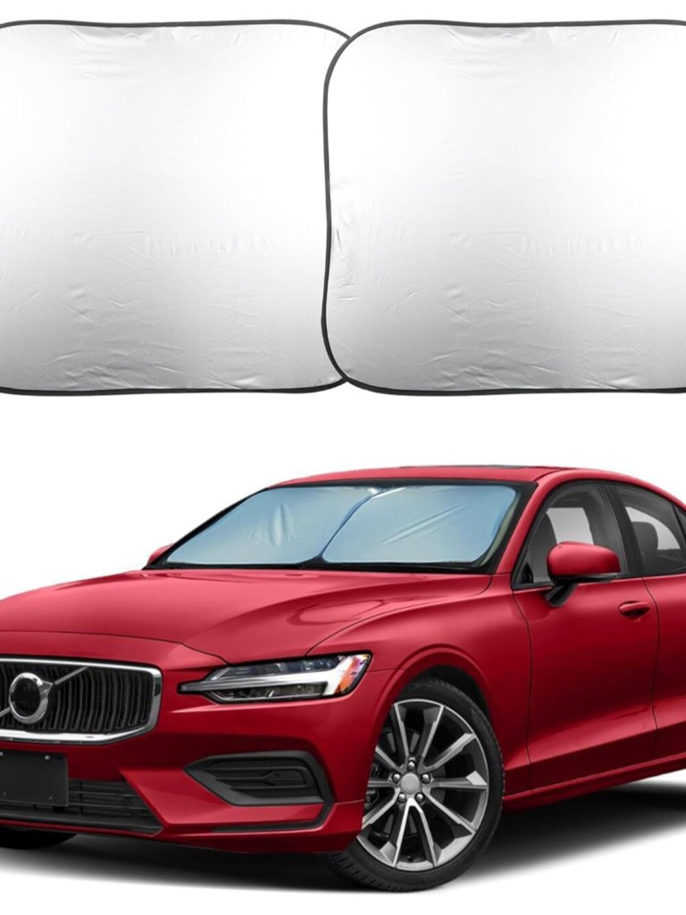 2 Piece Foldable Car Windshield Sun Shade, UV & Heat Protection